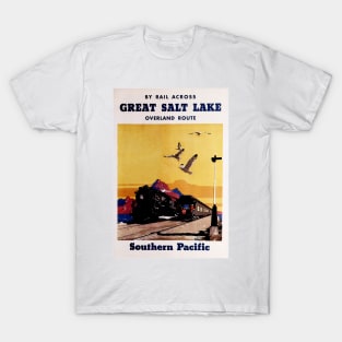 By Rail Across Great Salt Lake Overland Route Utah America USA Vintage Rail T-Shirt